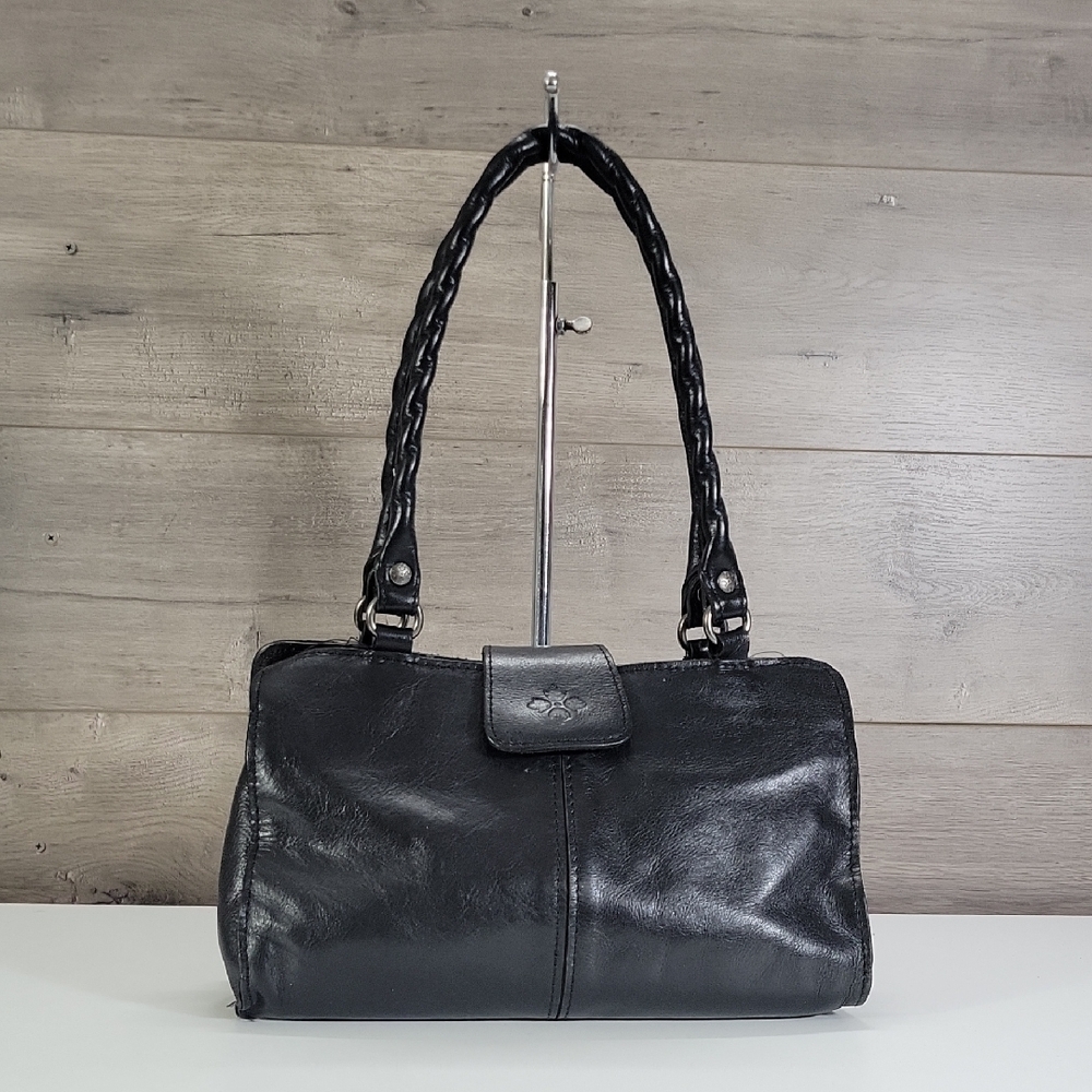 Patricia Nash Rienzo Black Leather Shoulder Bag Satchel Handbag Purse